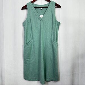 J.Jill Midi Sprout Dress Sleeveless Slub Modal Petite Womens V-Neck Medium Green